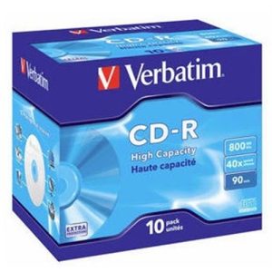 verbatim cd r 800mb 40x jewel case 10