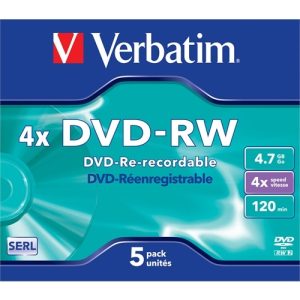 verbatim dvd rw 4.7gb 4x pack 5 advanced serl