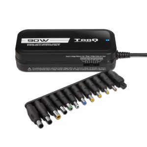 tooq cargador universal para portátil manual tqlc 90bs02m potencia 90w 1xusb 12 conectores voltaje 15v 24v