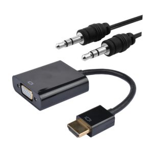 nanocable adaptador hdmi a vga conexión hdmi/m a vga/h + minijack 3,5mm alta calidad de imagen