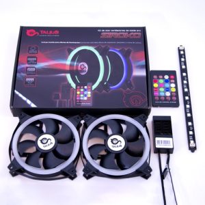 talius kit ventiladores siroko 2 ventiladores 12 cm rgb + tira led + controlador remoto
