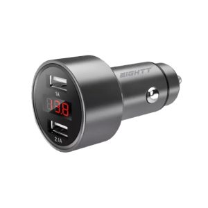eightt cargador de coche usb 2 puertos 5v 2.4a 12w aluminio