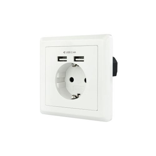 nanocable base de enchufe de pared toma tipo schuko 2xusb max. 2.4a blanca