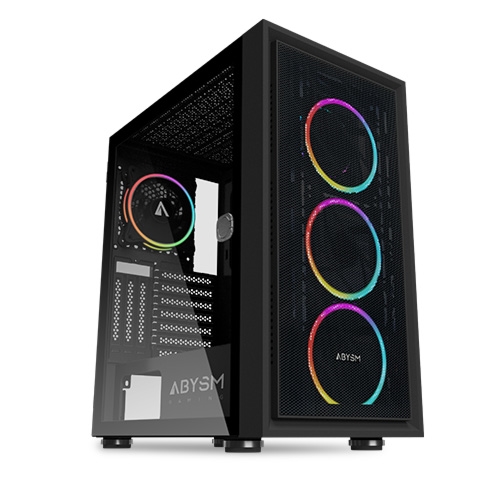 abysm gaming caja atx danube kamp negra 2 x usb 2.0 1 x usb 3.0 2 x 3.5" + 3 x 2.5" int vga hasta 35cm 3 x 120 mm argb + 1 x 120 mm argb 2 x 120 mm opcional antipolvo