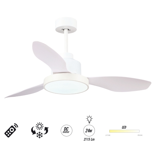 ventilador hurricane techo 1220 mm altura graduable mando a distancia 3 velocidades motor dc luz led integrada acabado en blanco