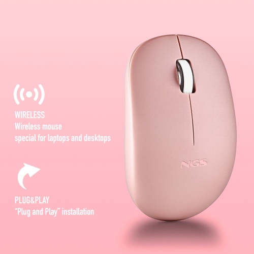 ngs ratón inalámbrico fog pro rosa hasta 1000 dpi