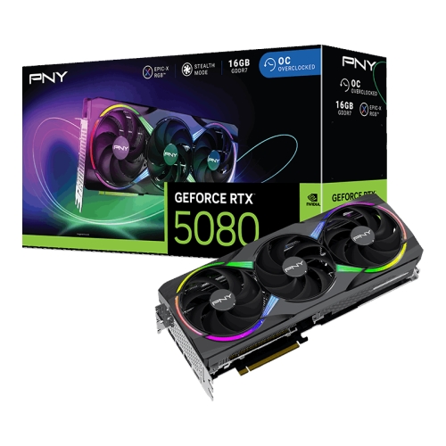 pny geforce rtx 5080 argb oc triple fan 16gb gddr7