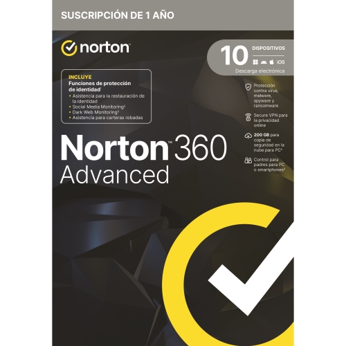 norton 360 advanced pwm 200gb es 1 usuario 10 dispositivos 12 meses esd licencia electrónica