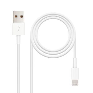 nanocable cable apple lightning iphone a usb 2.0 de 2m conexión iphone lightning usb a/m para carga y datos iphone color blanco