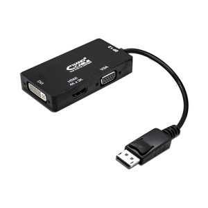nanocable conversor displayport a vga / dvi / hdmi 3 en 1 15cm negro