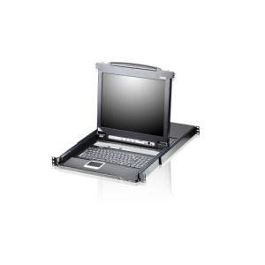 aten consola slideaway lcd 17" kvm 8 puertos ps2/usb / 19" rack daisy chain para hasta 31 unidades adicionales (256 equipos) añadir a2l 5202up por cada puesto