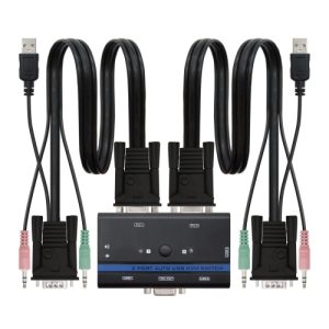 nanocable kvm switch vga usb para controlar 2pc con 1 monitor+ 1 teclado + 1 ratón cables incluidos