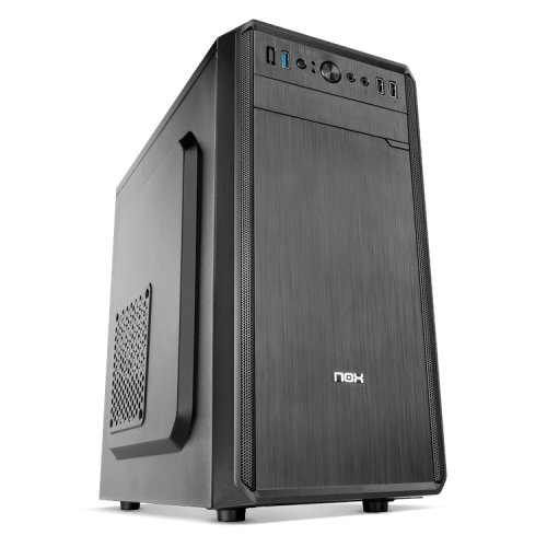 nox lite030 caja microatx 1 x usb 3.0 2 x usb 2.0 hd audio fuente 500w 330x170x350 frontal acabado cepillado negra