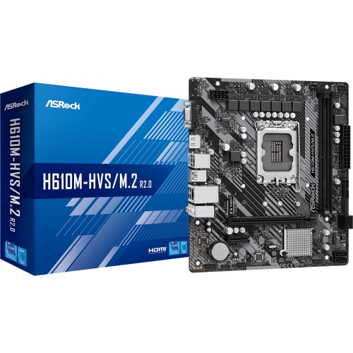 placa base 1700 microatx asrock h610m hvs/m.2 r2.0 2xddr4 (hasta 64gb 3200 mhz oc) 4xsata 1 x m.2 usb 2.0 (4/2) usb 3.2 (2/2) hdmi vga