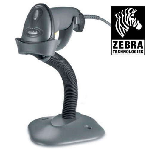 Zebra (Motorola Symbol) - Escáner de códigos de barras LS2208 - 1D - 100 escaneos/seg - USB - Manual o automático configurable - Con soporte - Negro