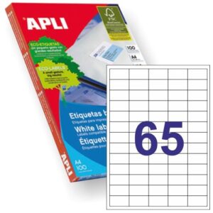 ETIQUETAS APLI 01283 38X21,2 100A4 6500UD.