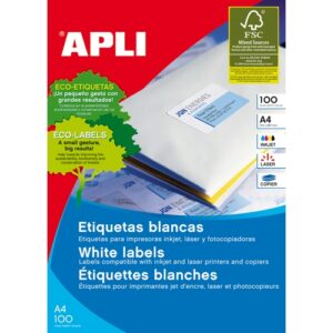 APLI  ETIQUETA A4 70X36 100H BLANCO INKJET/LASER