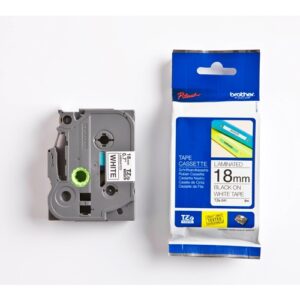 Brother Cinta laminada Negro/Blanco 18mm