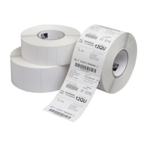 Zebra etiquetas Termicas 1000D economy uncuated 102mm x 102mm, 25mm color blanco. Caja de 12 rollos con 700 unidades rollo. Para impresoras de sobremesa