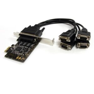StarTech.com Tarjeta Adaptadora PCI Express PCIe de 4 Puertos Serie con Cable Multiconector RS232 Serial - PCI Express x1 - 4 x DB-9 Macho RS-232 En Serie A través de Cable - Tarjeta Plug-in