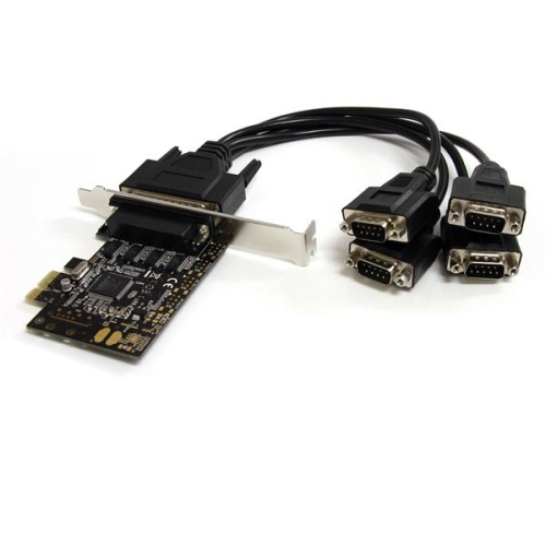 StarTech.com Tarjeta Adaptadora PCI Express PCIe de 4 Puertos Serie con Cable Multiconector RS232 Serial - PCI Express x1 - 4 x DB-9 Macho RS-232 En Serie A través de Cable - Tarjeta Plug-in