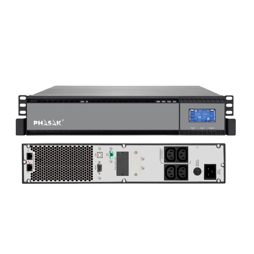 Phasak - SAI PH 9310 - Online - 1KVA/800W - Formato Rack - 4 IEC - LCD - USB+RS232+RJ45 - Baterias 3x 9Ah