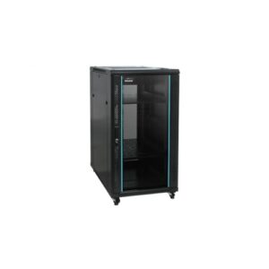 Armario rack suelo 19" PHASAK-PRO 22U 600x1000 negro, 2 bandejas fijas+Ventilación X4-12" + Regleta X6 (INCLUYE MONTAJE Y PORTES)