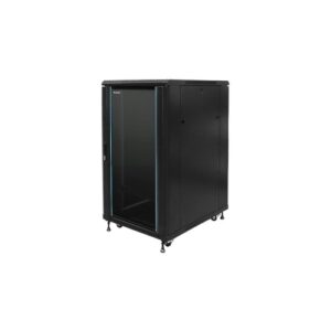 Armario rack suelo 19" PHASAK-PRO 18U 600x600 negro, 2 bandejas fijas+Ventilación X4-12" + Regleta X6 (INCLUYE MONTAJE Y PORTES)