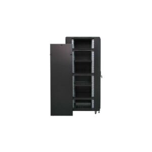 Armario rack suelo 19" PHASAK-PRO 37U 800x1000 negro, 2 bandejas fijas+Ventilación X4-12" + Regleta X5