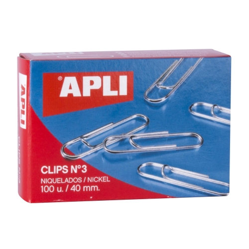 APLI CLIPS NIQUELADOS Nº 3 - 40MM CAJA DE 100