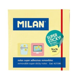 MILAN BLOC 90 NOTAS SÚPER ADHESIVAS 76X76 AMARILLO