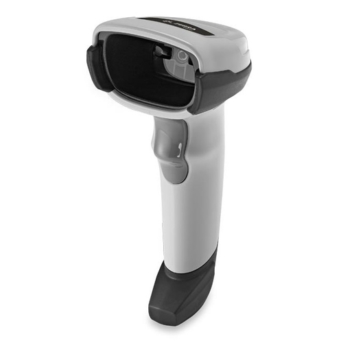 Zebra - DS2208 - Cableado - Óptica: 2D Imager Standard Range - Color: Blanco - IP42 - (Kit USB: Incluye lector DS2208-SR00006ZZWW, cable USB CBA-U21-S07ZBR y stand 20-71043-04R)