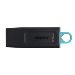 Kingston - Exodia Memoria USB 64GB - USB 3.2 Gen 1 - Con Tapa - Enganche para Llavero - Color Negro
