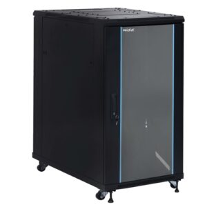 Armario rack suelo 19" PHASAK-PRO 27U 600x1000 negro, 2 bandejas fijas+Ventilación X4-12" + Regleta X6
