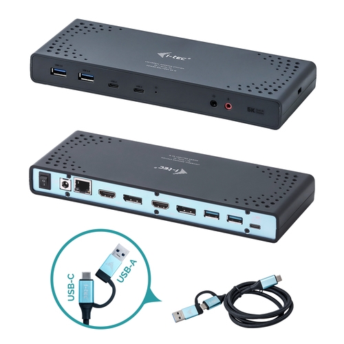 i-Tec USB 3.0/USB-C/Thunderbolt Docking Station 65 W - 2 x USB-C - 2 x USB 3.0 - 1 x USB 3.0 (carga rápida) - 1 RJ45 Gigabite - Audio