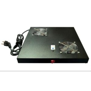 Conjunto ventilación para rack 2 coolers y termostato 1U negro