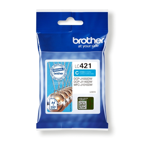 BROTHER Cartucho de tinta cian LC421C para DCP-J1050DW / DCP-J1140DW / MFC-J1010DW