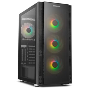 Nox Hummer Horus - Caja ATX - Lateral y frontal transparente cristal templado - Ventiladores LEDs ARGB - 1 x USB 3.0 - 2 x USB 2.0 - Admite refrigeración líquida - 215 x 482 x 410 mm