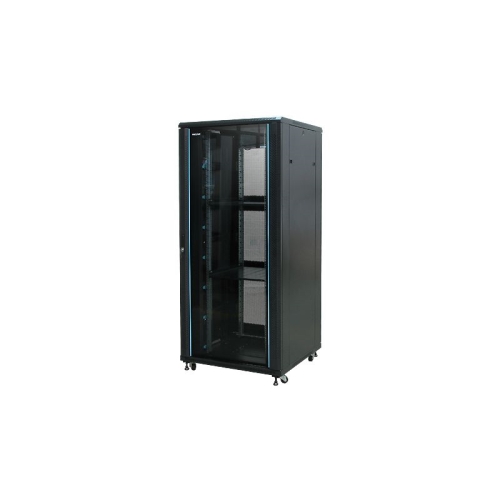 Armario rack suelo 19" PHASAK-PRO 42U 800x800 negro, 2 bandejas fijas + Ventilación X4-12" + Regleta X6 + ruedas (INCLUYE MONTAJE Y PORTES)