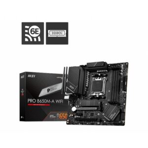 MSI PRO B650M-A WIFI - Socket AM5 - 4 x DDR5 (Hasta 128GB 6400 OC) - 4 x SATA - 2 x M.2 - RAID - USB 2.0 (0/4) - USB 3.2 (8/2) - USB-C (0/1) - Wifi 6E - BT 5.2 - 1 x HDMI - 1 x DP