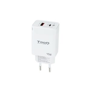 TooQ - CARGADOR DE PARED GaN USB-C/PD + USB-A/QC 45W