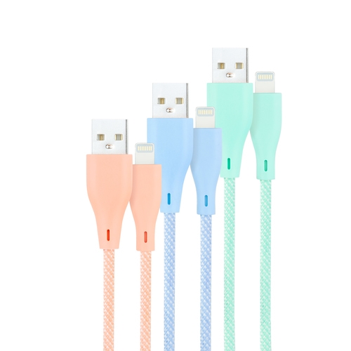 3 CABLES LIGHTNING A USB A/M, RO-AZ-VE MALLADO, 1M