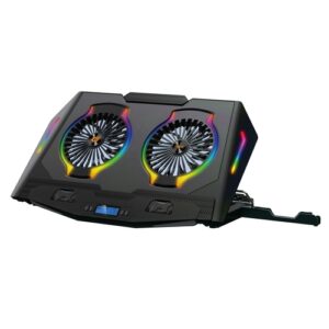 Conceptronic THYIA02B - Soporte para portátil Gaming - 2 Ventiladores RGB - Hasta 17"
