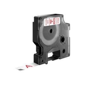 DYMO CINTA DE TRANSFERENCIA TERMICA D1 45015. ETIQUETAS ESTÁNDAR ROJO SOBRE BLANCO DE 12MMX7M. POLIESTER AUTOADHESIVA. ROTULADORA LABELMANAGER