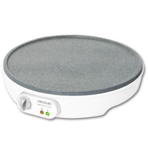 Cecotec Fun Crepestone Crepera Electrica 1000W - Revestimiento Antiadherente RockStone - Potencia Regulable - Diametro de 30,5cm - Rodillo Esparcidor y Espatula Incluidos