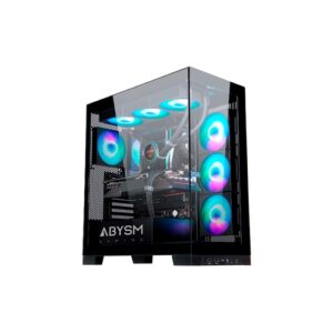 Abysm Gaming - Caja ATX Sava H500 Negra - 2 x USB 3.0 - 1 x USB-C 3.1 - VGA hasta 43cm - 4 x 120 mm ARGB incluídos - Hasta 7 ventiladores- Líquida hasta 360 - Antipolvo - 588x325x548mm