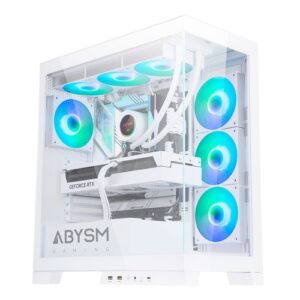 Abysm Gaming - Caja ATX Sava H500 Blanca - 2 x USB 3.0 - 1 x USB-C 3.1 - VGA hasta 43cm - 4 x 120 mm ARGB incluídos - Hasta 7 ventiladores- Líquida hasta 360 - Antipolvo - 588x325x548mm