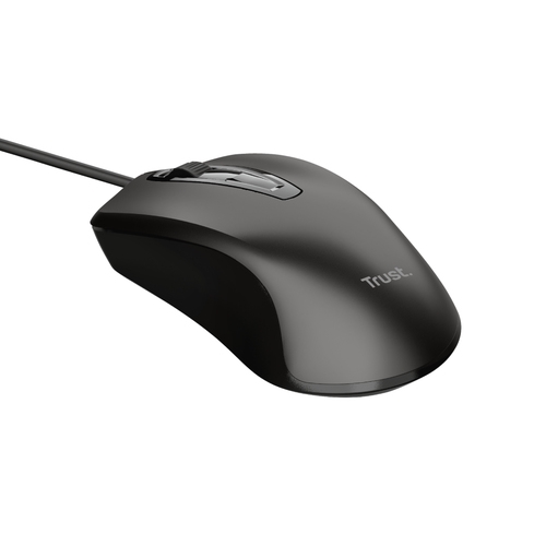 MOUSE OPTICO TRUST BASICS USB 3 BOTONES Y RUEDA DESPLAZAMIENTO 1200DPI COLOR NEGRO 24657