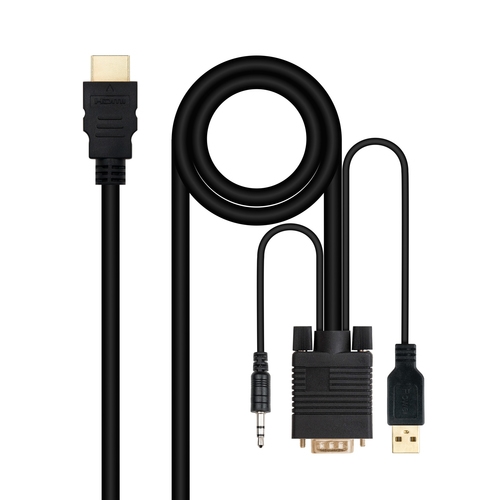 CABLE CONVERSOR HDMI A VGA+JACK3.5+USB-A 1.8 M