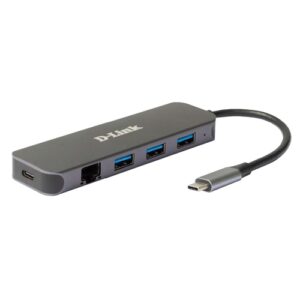 D-Link DUB-2334 - Hub USB-C - 1 x Gigabit LAN - 3 x USB 3.0 - 1 x USB-C Thunderbolt de carga Power Delivery hasta 60W
